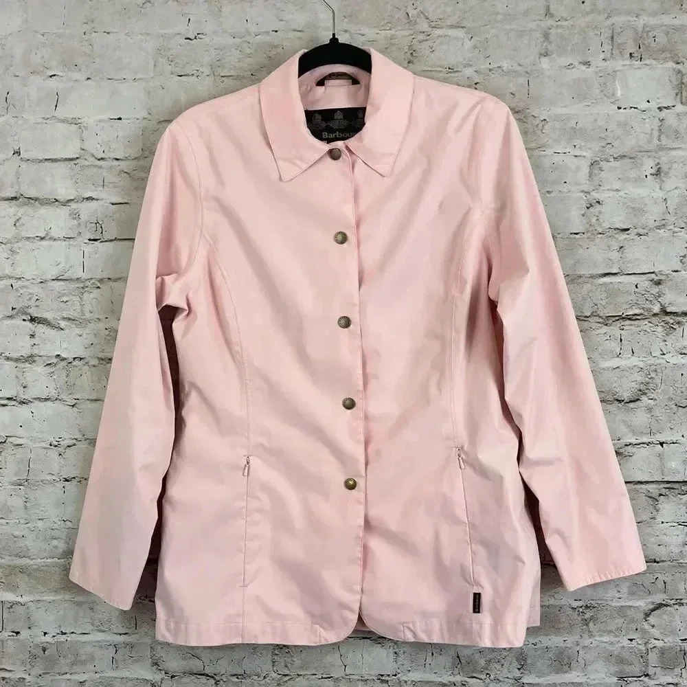 Barbour Women's US 8 EURO 38 Rose Pink Jacket Button Front Lightweight Polyester
